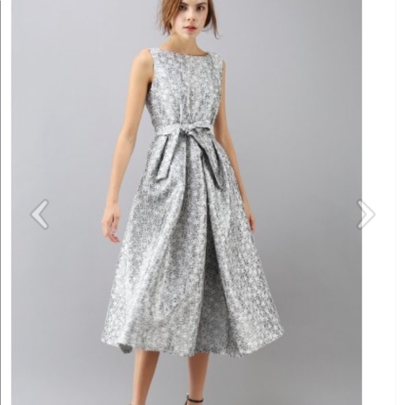 Chicwish Dresses & Skirts - Chicwish Shimmer Point Jacquard Dress in Silver